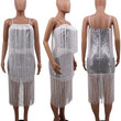 Women's Sexy Strap Tassel Tight Dress Skinny Dresses
