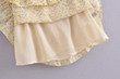 Women's French Retro Design Printed Wooden Ear Slim-fit V-neck Strap Dress Casual Dresses