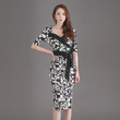 Korean Style Autumn Casual Slim Fit Tube Top Waist Lace-up Flower Print Dress Casual Dresses
