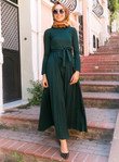 Knitted Cotton Pleated Skirt Bell Sleeve Long Cardigan Dress Casual Dresses