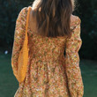 Autumn Square Collar Off-shoulder Long Sleeve Printed Dress Floral Dresses