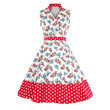 Sleeveless V-neck Printed Polka Dot Stitching Large Swing Dress Floral Dresses
