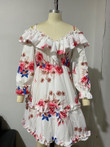 Fashion Casual Loose Three-quarter Sleeve Spaghetti-strap Floral Print Dress Floral Dresses