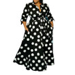 Cardigan Long Sleeve Polka Dot Printed Plus Size Women's Clothing Dress Floral Dresses