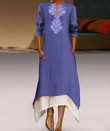 Fashion Tribal Printed Long Cotton And Linen Plus Size Dress Floral Dresses