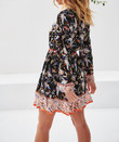Trend Printed Dress V-neck Slimming Rayon Floral Dresses