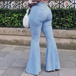 Slightly Flared Jeans Women's Fashion High Waist Light Color Denim Pants