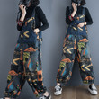 Women's Pants Korean Autumn Artistic Large Size Printed Denim Suspender Women Jeans