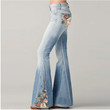 Women's Jeans Printed Elegant Wide-leg Trousers Flared