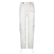 Trendy Cool Pig Nose Button Tooling Style Pocket Wide Leg Jeans Autumn Trousers