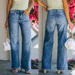 Retro Washed Brushed White Casual Slimming And Wide Leg Denim Trousers For Women Jeans