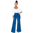 Fashion High Waist Loose And Simple Wide Leg Solid Color Stretch Jeans