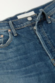 Denim Dark Color Water Scrubbing Light Blue High Waist Look Taller Show Pants Jeans