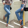High Waist Breasted Straight-leg Pants Jeans Women's Irregular Fashion Hot