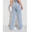 Autumn Water Washed Hole High Waist Jeans Casual Pants Straight-leg Trousers