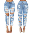 Fashion Front And Rear Ripped Cool Chic Version Non-elastic Jeans