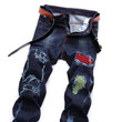 Denim With Hole Washing Water Stitching Trendy Elastic Pants Jeans