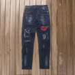 Denim With Hole Washing Water Stitching Trendy Elastic Pants Jeans