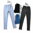 Solid Color Peach Hip Jeans Slim-fit Figure Flattering Pants Casual Simple Women's Skinny