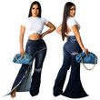 Women's High Waist Slit Ripped Fashion Sexy Jeans