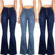 Women's Denim Five-button Pants Solid Color Slim Bootcut Trousers Jeans