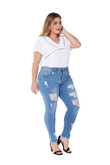 Oversized Jeans Women's Ripped Stretch Washed Slim Fit