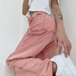 Pink Jeans Women's Loose Slimming High Waist Plus Size Straight Mop Pants