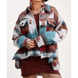Retro Ethnic Geometric Printed Long-sleeved Cardigan Woolen Coat For Women