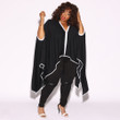 Batwing Sleeve Cloak Irregular Coat Solid Color Nightclub Street Casual Black Plus Size