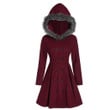 Women's Princess Hooded Fur Slim Double-breasted Mid-length Coat