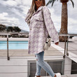 Fashion Loose-fitting Long Sleeves Houndstooth Woolen Coat