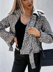 Leopard Print Long Sleeve Short Coat