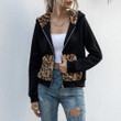 Double-sided Veet Leopard Splicing Sweater Women's Long Sleeve Plush Top Short Coat Women