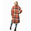 Jacket Long-sleeved Women's Windbreaker Side Slit Lapel Loose Woolen Plaid Shirt Coats