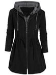 Ladies Hooded Stitching Zipper Space Suit Veet Padded Thickened Coat