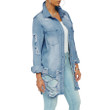 Ripped Distressed Sexy Slimming Denim Jacket Long-sleeved Dress Coats