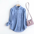 Women's Spring Silk Denim Washed Cotton Loose Shirt Blouses