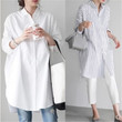 Korean Style Women's Mid-length Shirt Loose Long-sleeved Cardigan Top Blouses