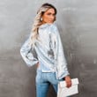 Loose Round Neck Long Sleeve Sequined Shirt Women's Clothing Blouses