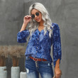 Shirt Women's Summer Tie-dyed Breasted V-neck Lantern Sleeve Casual Women Blouses