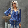 Shirt Women's Summer Tie-dyed Breasted V-neck Lantern Sleeve Casual Women Blouses