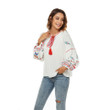 Round Neck Pullover Embroider Jacket Lace-up Bow Long Sleeve Shirt For Women Blouses