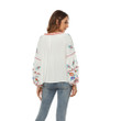 Round Neck Pullover Embroider Jacket Lace-up Bow Long Sleeve Shirt For Women Blouses