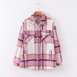 Spring Women's Clothing Lapel Loose Long Sleeve Breasted Chest Pocket Plaid Shirt Casual Style Coat For Women Blouses