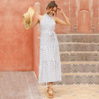 Women's Bohemian Rayon Printed Long Dress Sleeveless Lace-up For Women Summer