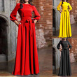 Spring Women's Clothing Round Neck Bohemian Long Solid Color Dress