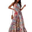 Fashion Sexy Floral Backless Dress Bohemian Maxi For Women