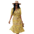 Bohemian V-neck A- Line Long Skirt Summer Leisure Holiday Style