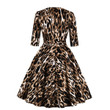Spring Leopard Print Elegant Women's Dress Belted