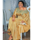 African Women's Wear Dress Silk Fabric Round Neck With Diamond Lace Robe Source Goods